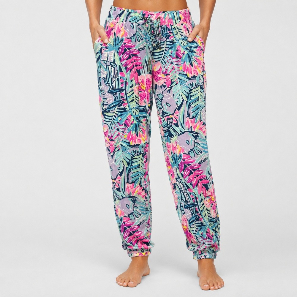 Lilly Pulitzer Tropical Floral Beach Pants Pink Blue Purple XXS